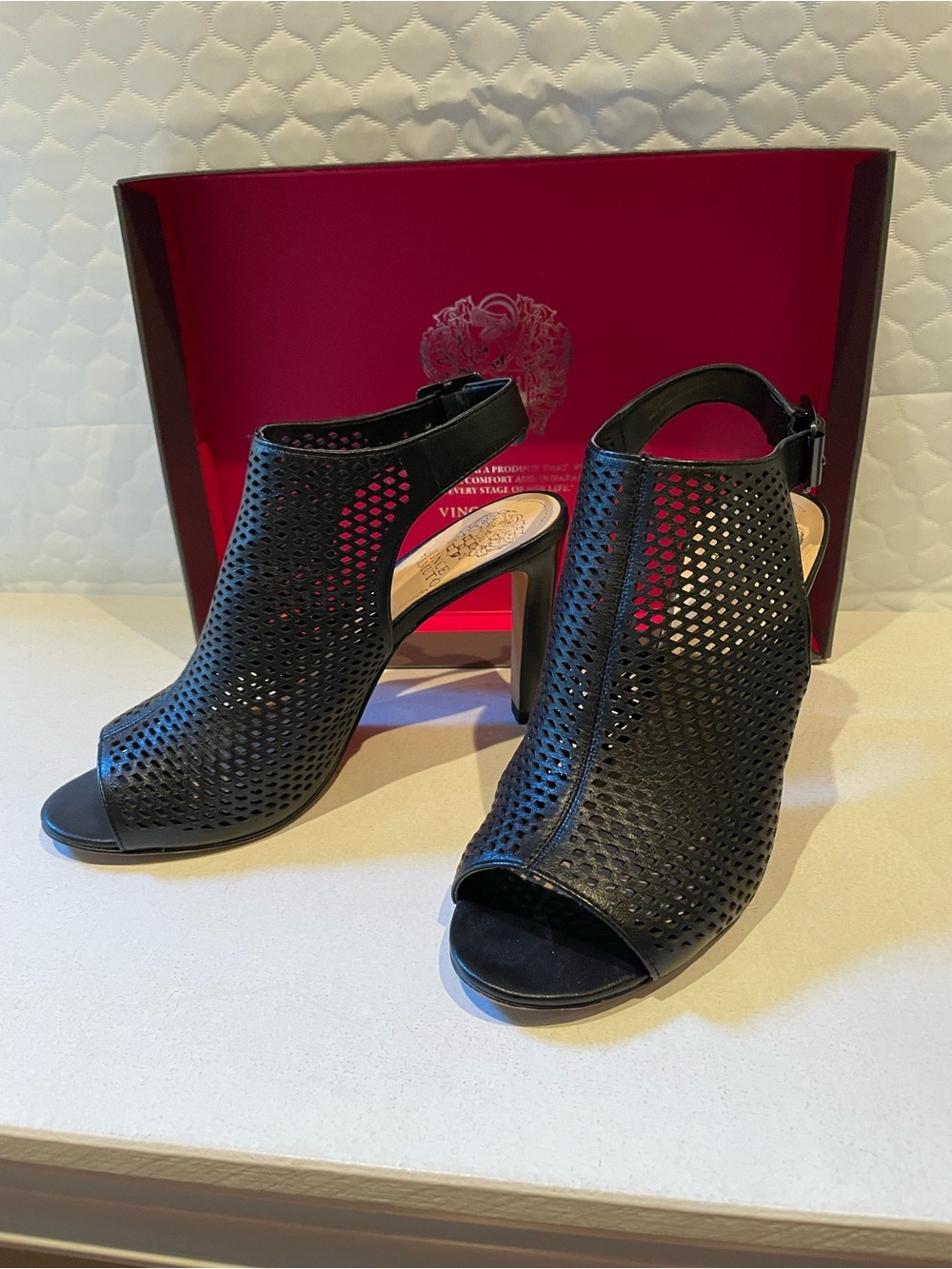 Vince Camuto Black Peep-Toe Heels (7.5)